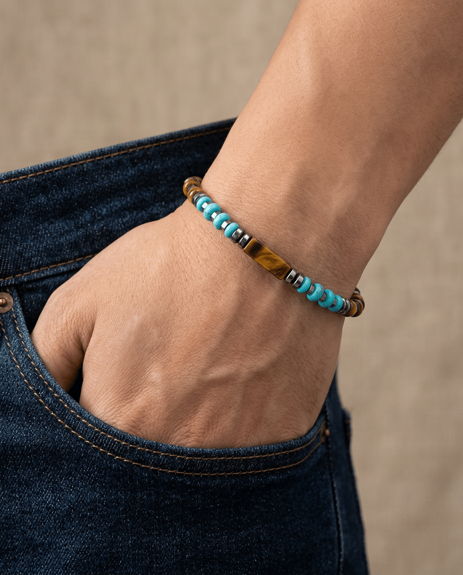 צמיד חרוזי Heishi "איזון כחול"