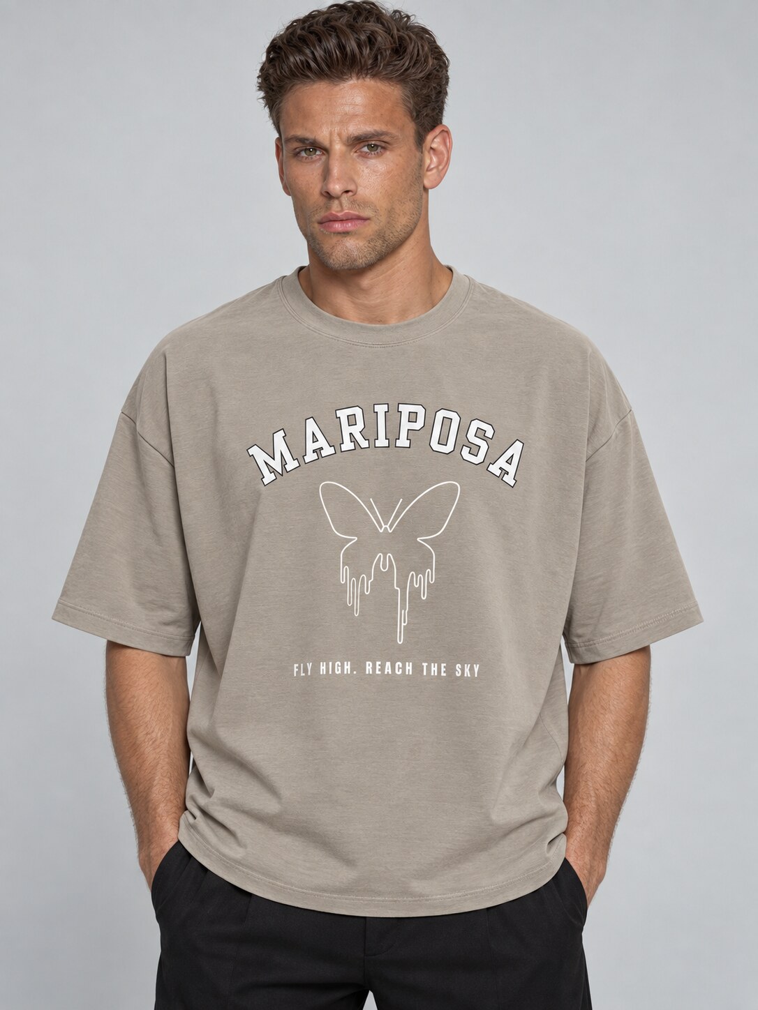 MARIPOSA FREE & ALIVE GRAY TEE